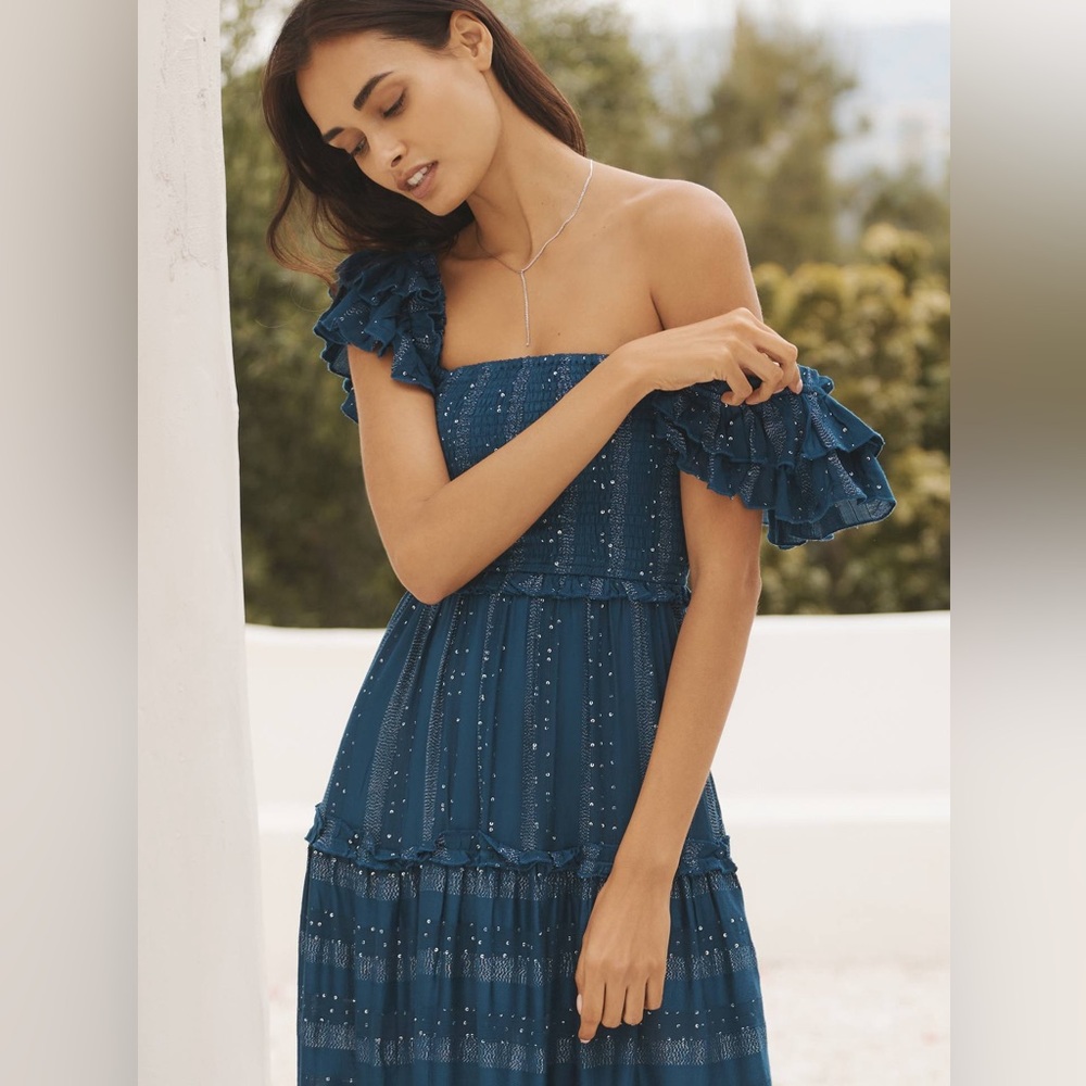 Anthropologie PQ Swim Victoria tiered maxi dress M/L - Picture 4 of 8
